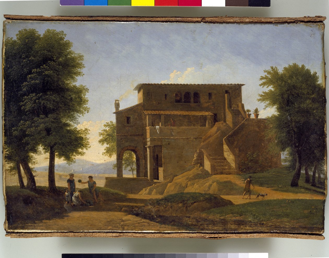 Italská vila s figurami, 19. století od Jean Victor Bertin
