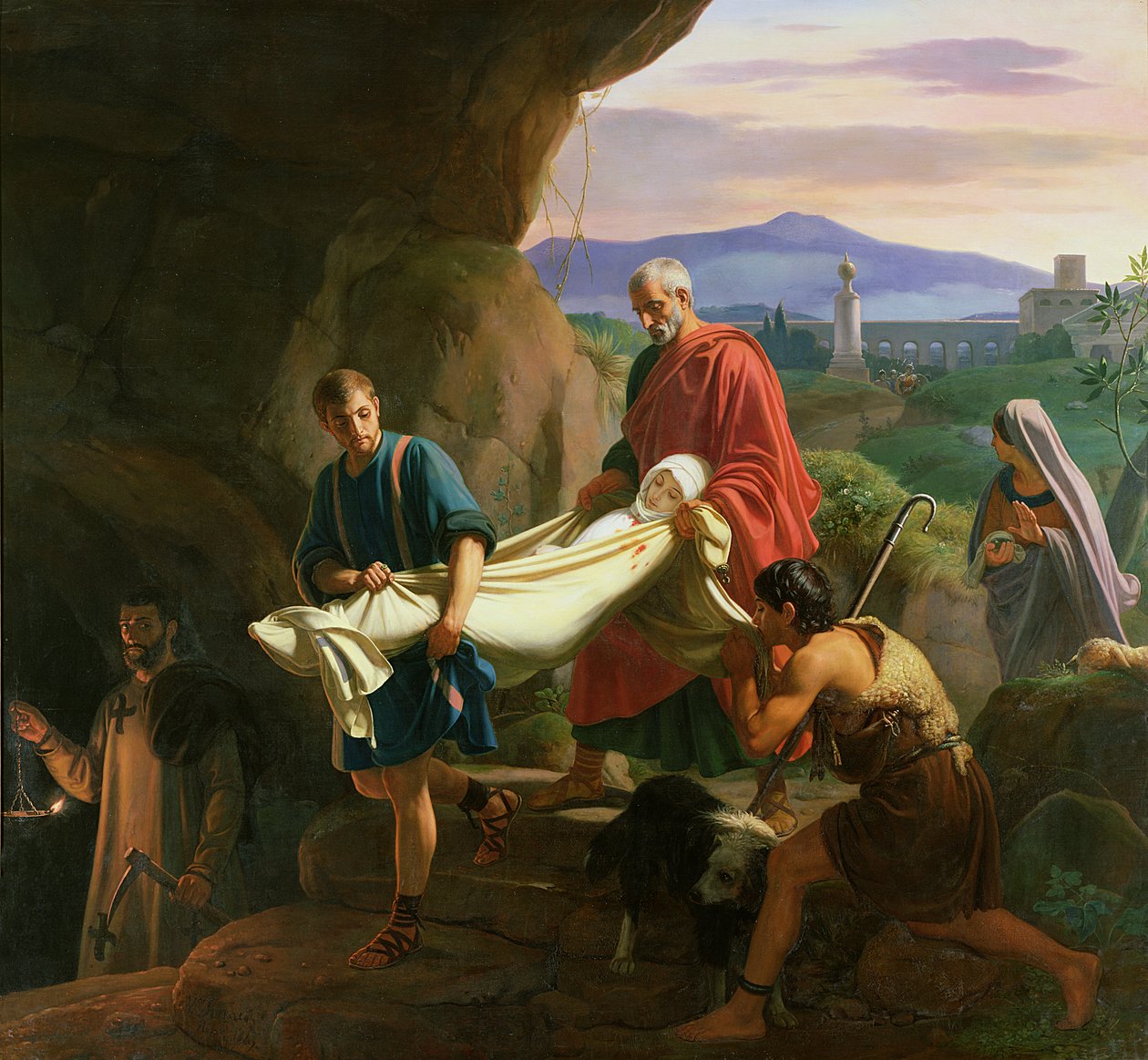 Pohřeb mladého mučedníka v římských katakombách, 1847 od Jean Victor Schnetz