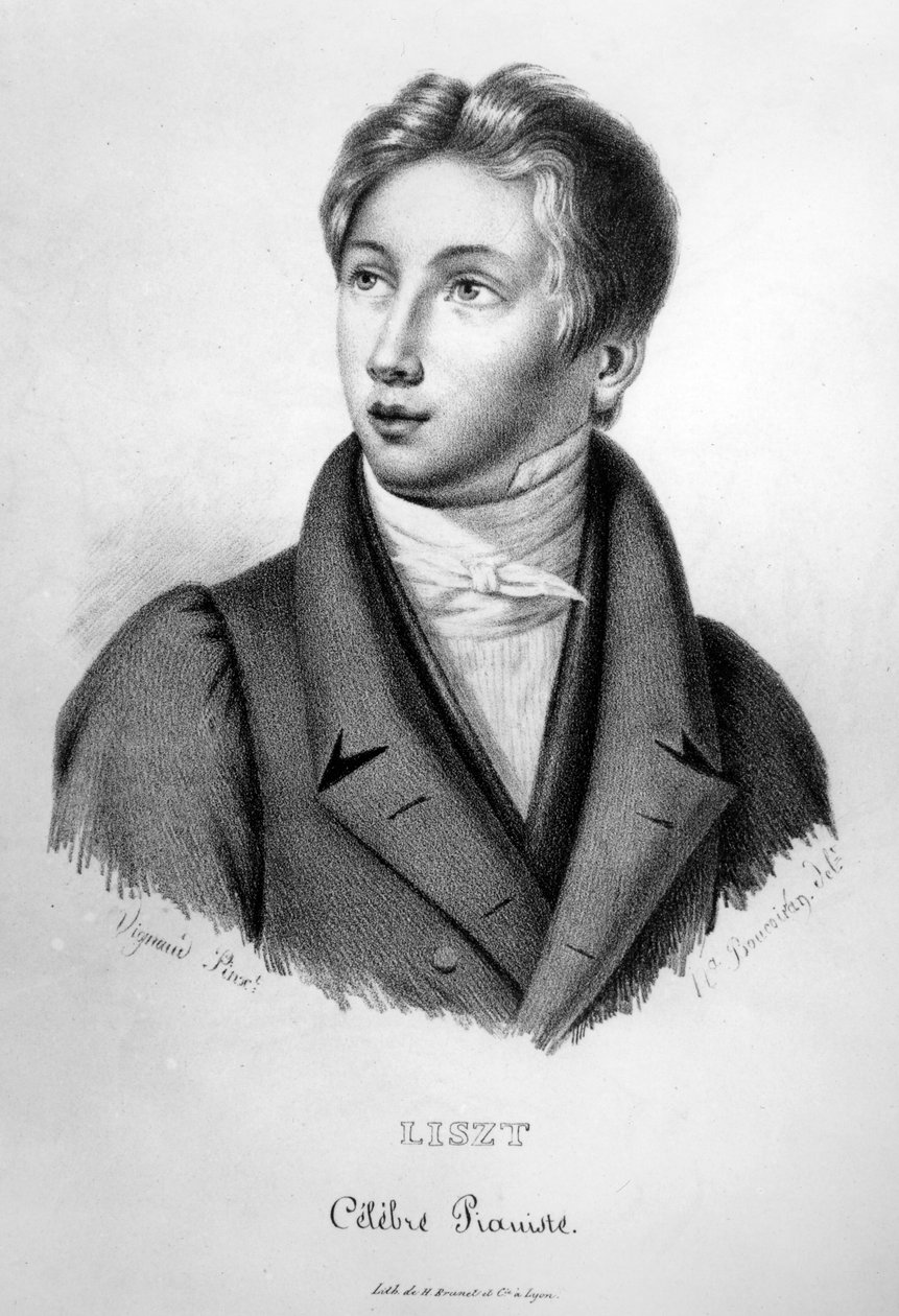 Portrét Franze Liszta (1811-86) jako chlapce, vyryl Numa Boucoiran (1805-69) od Jean Vignaud