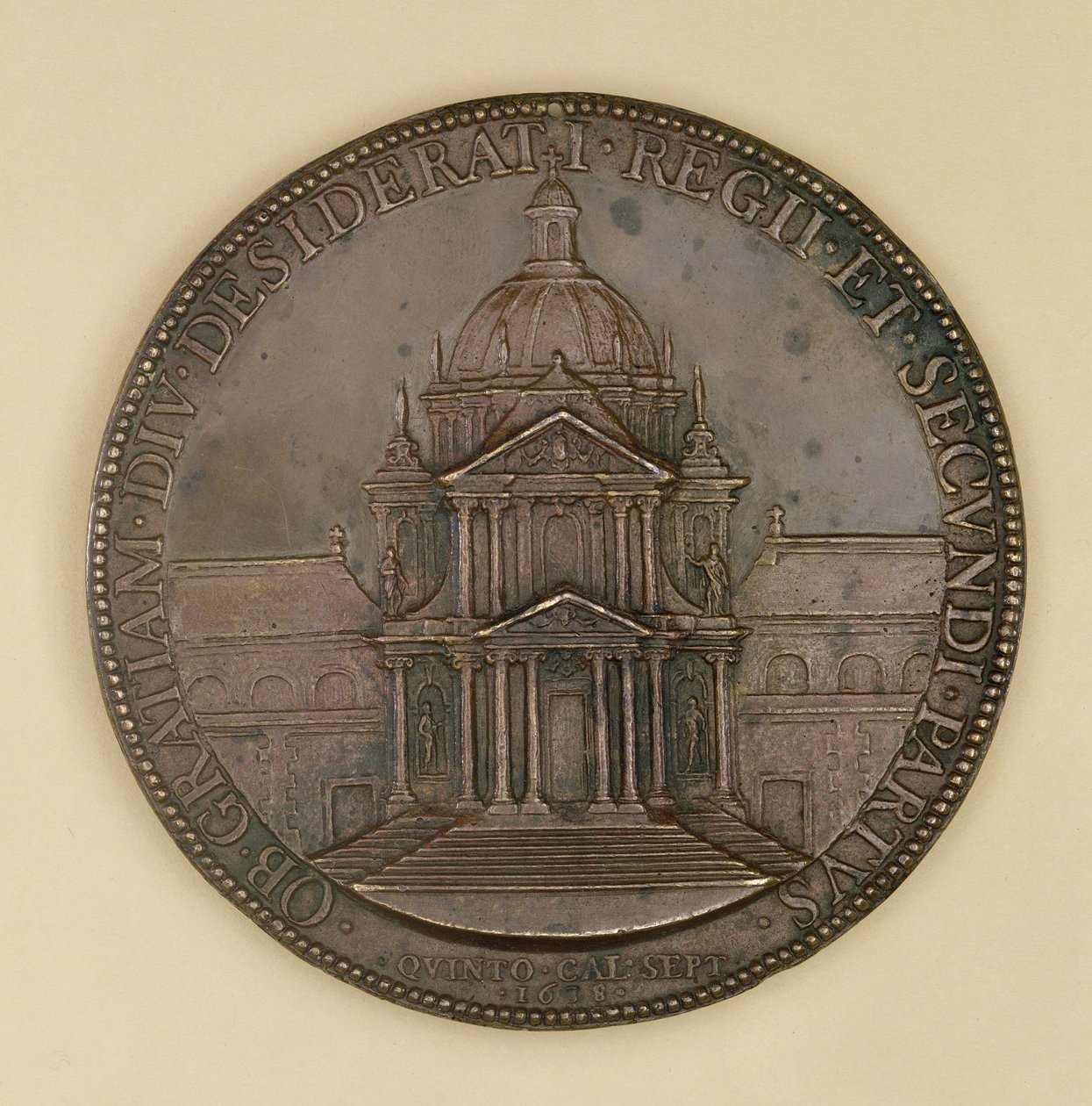 Základní medaile Val-de-Grace, obdélník zobrazující Val-de-Grace, 1638 (bronz) od Jean Warin