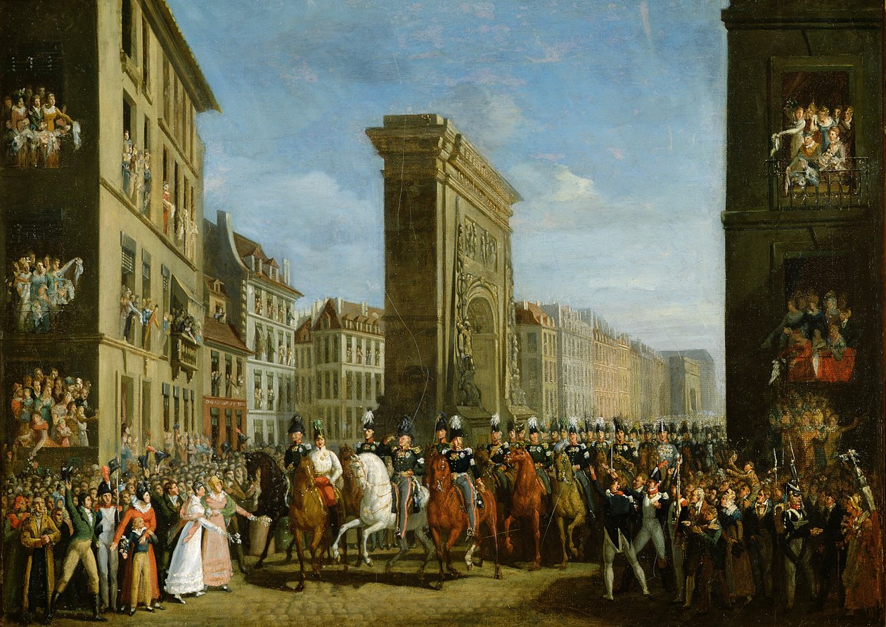 Průjezd spojeneckých panovníků před Porte Saint-Denis, 31. března 1814 od Jean Zippel