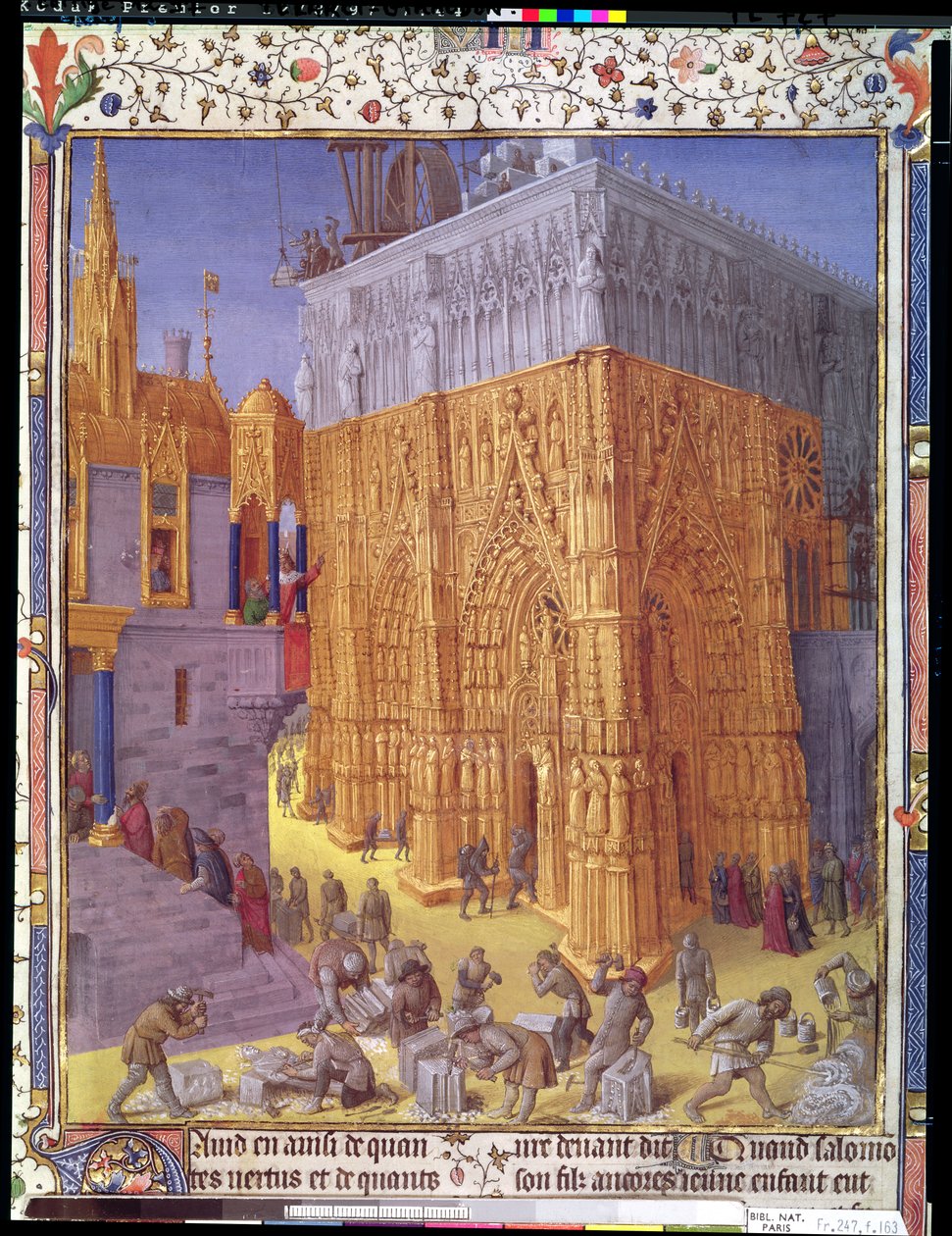 Ms Fr 247 f.153v Budova jeruzalémského chrámu, ilustrace z 