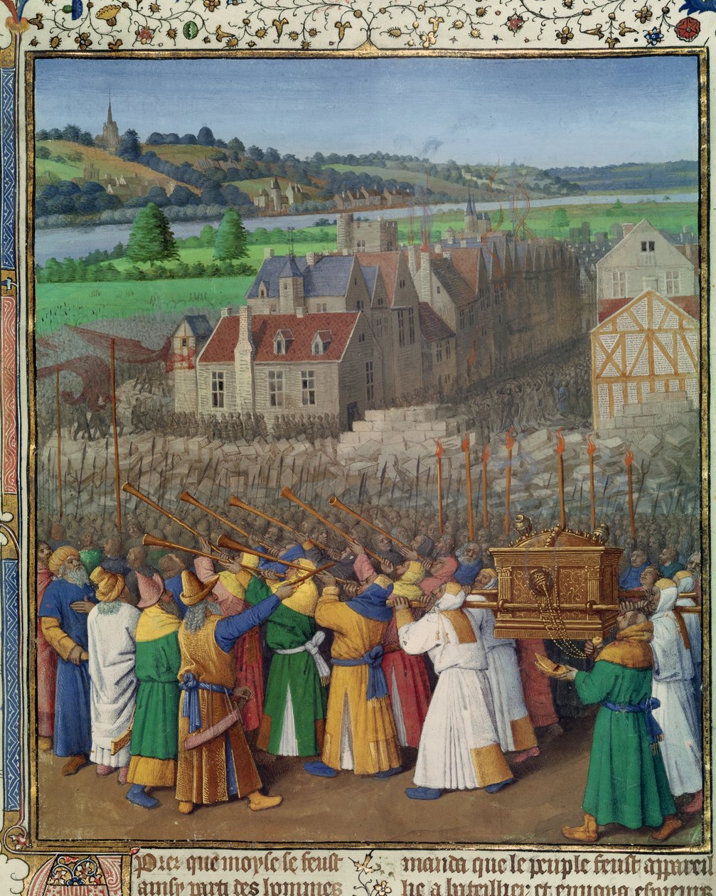 Ms Fr 247 f.89 Pád Jericha, ilustrace z "Antiquites Judaiques", asi 1470 od Jean Fouquet