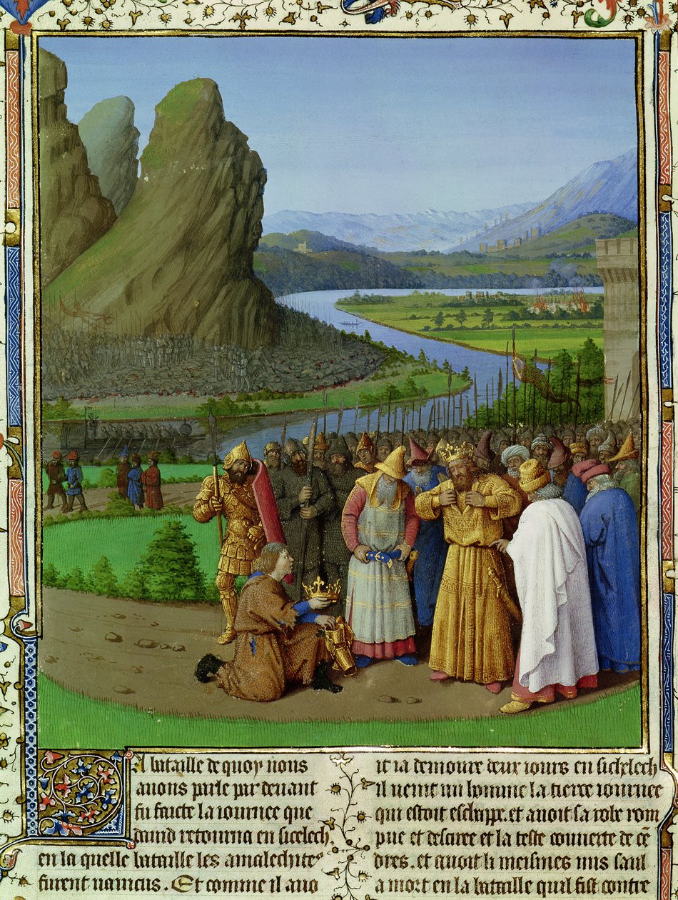 Ms Fr 247 fol.135 David Learning of the Death of Saul, ilustrace z 