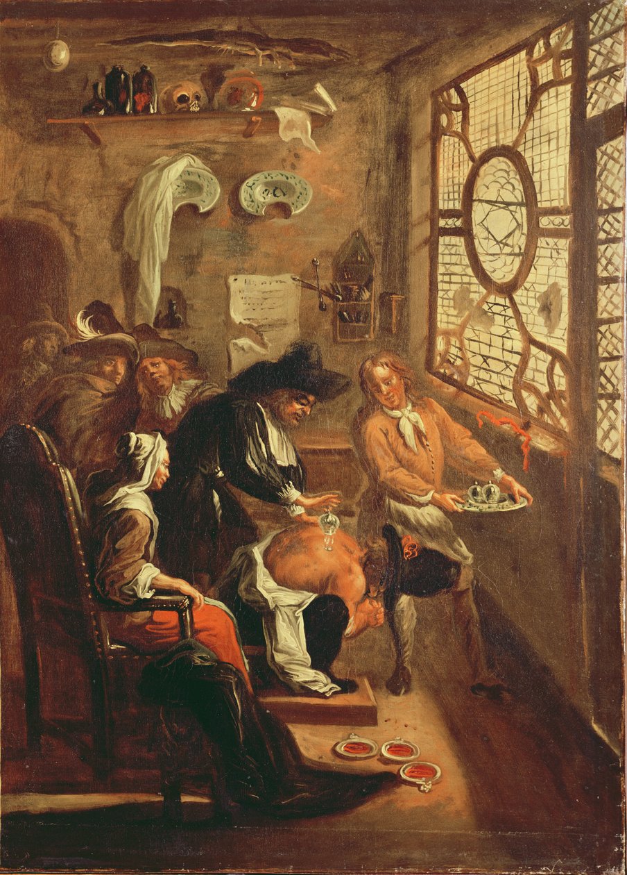 Ragotin ošetřený baňkovou sklenicí, z románu „Roman Comique“ od Paula Scarrona (1610-60) 1712-16 od Jean de Coulom