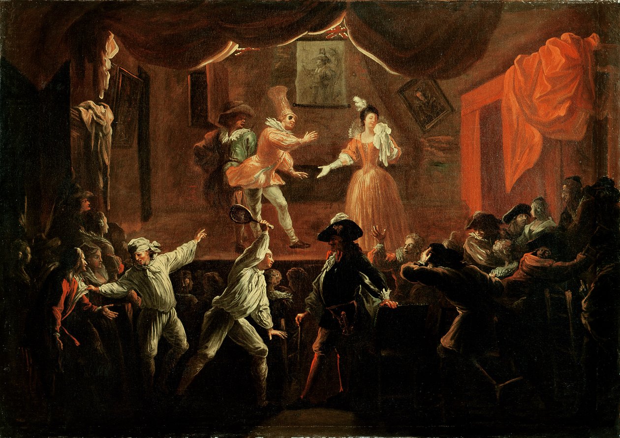 Scény z "Římské komedie" Paula Scarrona (1610-60) 1712-16 od Jean de Coulom