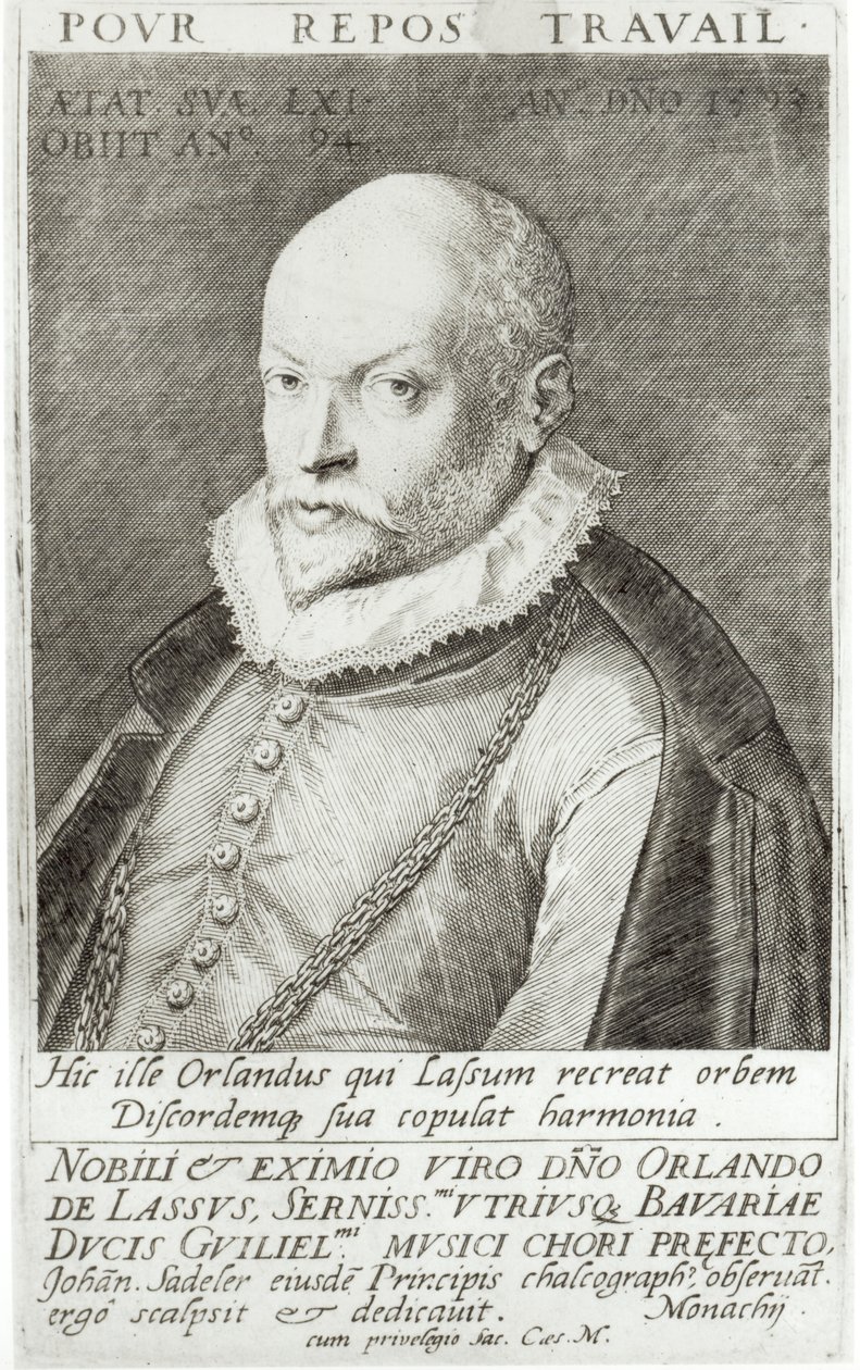 Portrét Rolanda de Lassus (1532-94) 1593-94 od Jean or Johann Sadeler