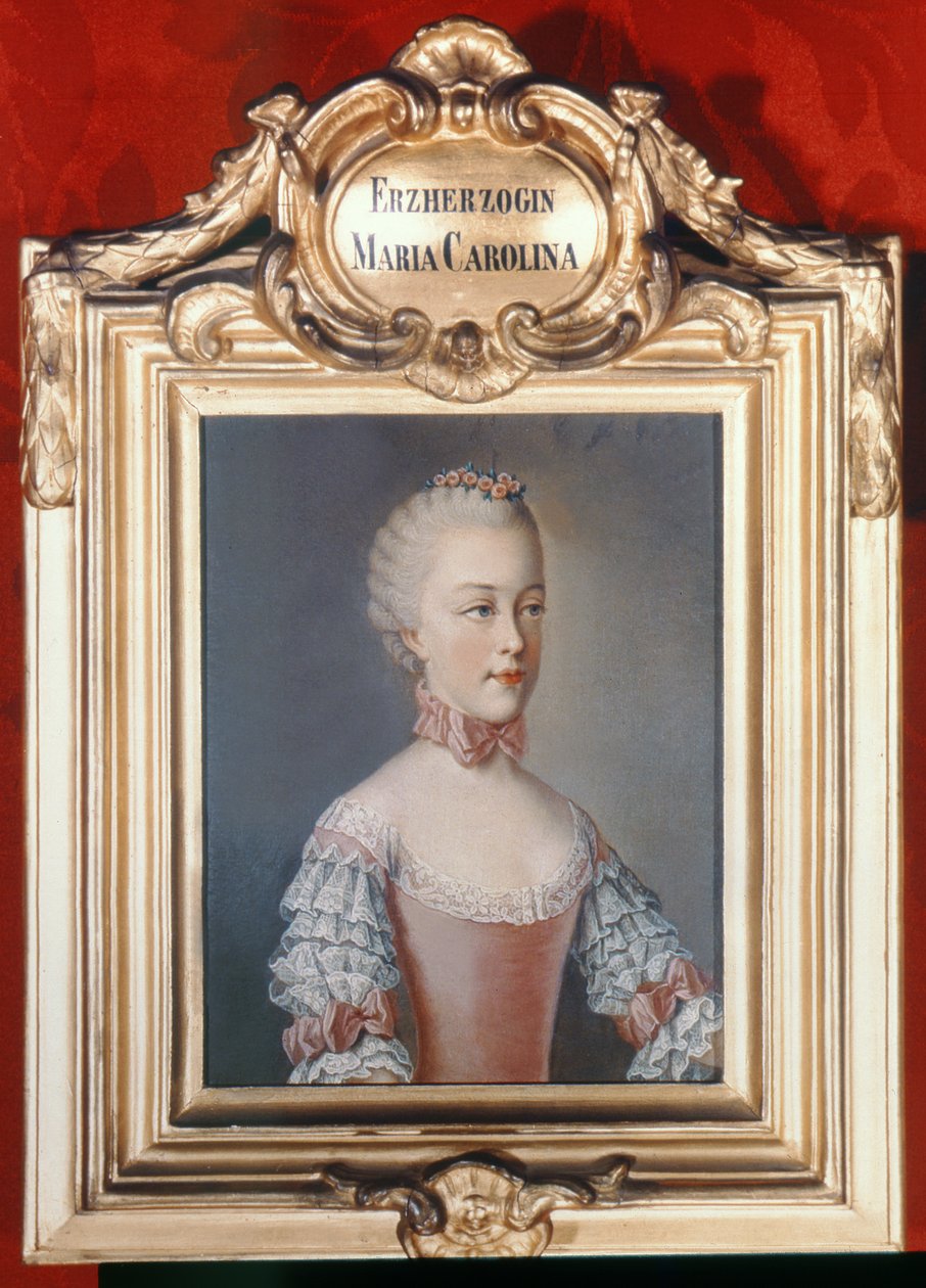 Arcivévodkyně Marie Karolína Rakouská (1752-1814) dcera císaře Františka I. (1708-65) a císaře Marie Terezie Rakouského (1717-80) 1762 od Jean Étienne Liotard
