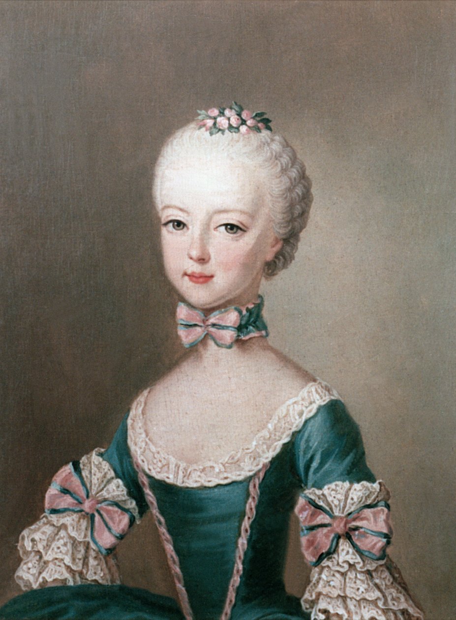 Marie Antoinetta (1755-93), dcera císaře Františka I. a Marie Terezie Rakouské, manželka francouzského Ludvíka XVI., 1762 od Jean Étienne Liotard