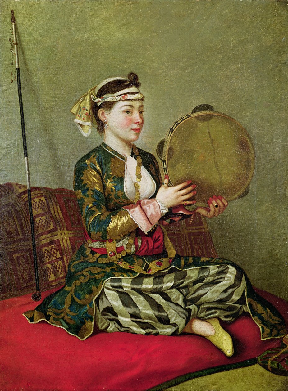 Turecká žena s tamburínou od Jean Étienne Liotard