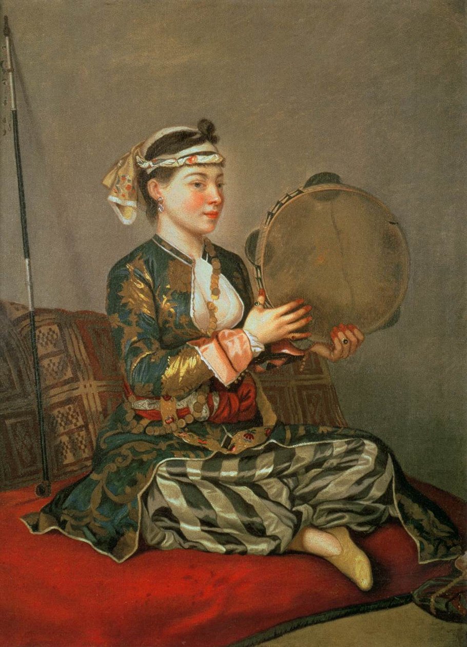 Turecká žena s tamburínou od Jean Étienne Liotard