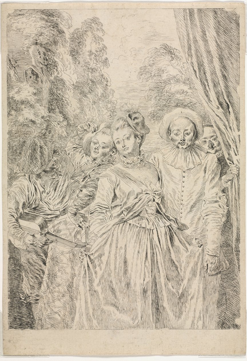 Šaty jsou italské od Jean-Antoine Watteau