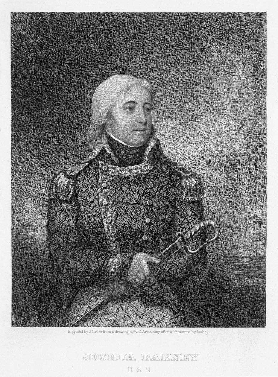 Joshua Barney (1759-1818), vyryl J. Gross podle kopie původní miniatury Williama G. Armstronga (1823-90) od Jean Baptiste Isabey