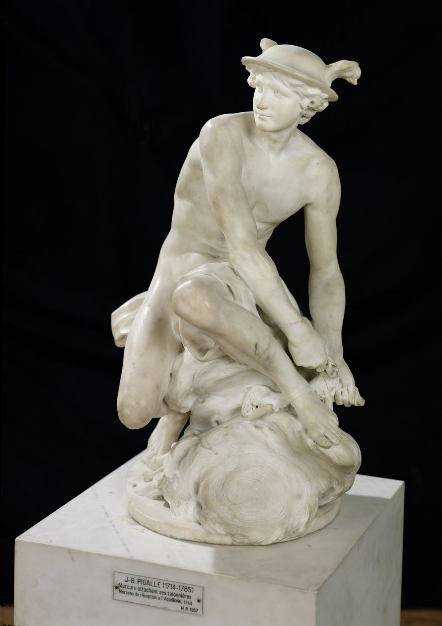 Mercury Attaching his Winged Sandals, 1744 (mramor) od Jean Baptiste Pigalle