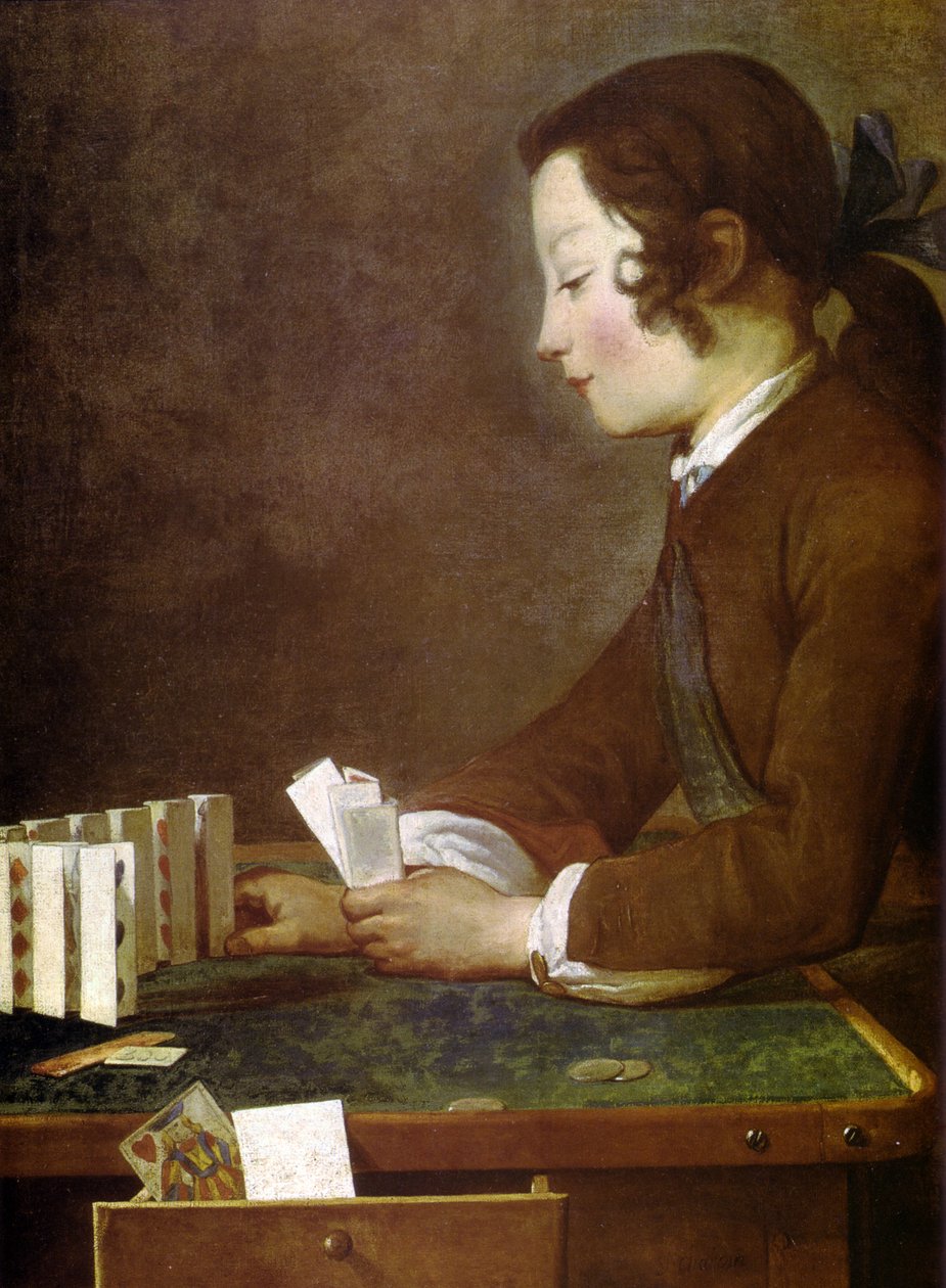 Chlapec hraje s kartami od Jean Baptiste Simeon Chardin