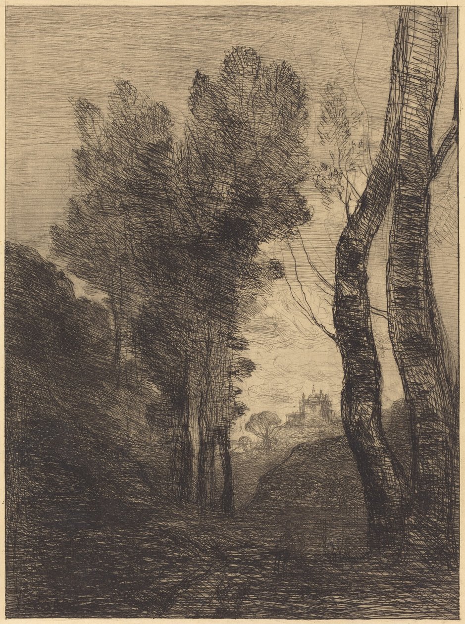 Okolí Říma (Environs of Rome) od Jean-Baptiste-Camille Corot