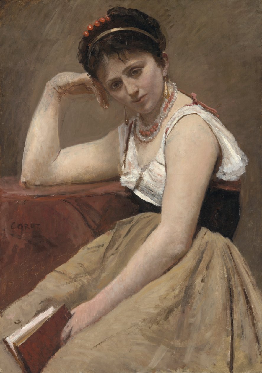 Přerušené čtení od Jean-Baptiste-Camille Corot