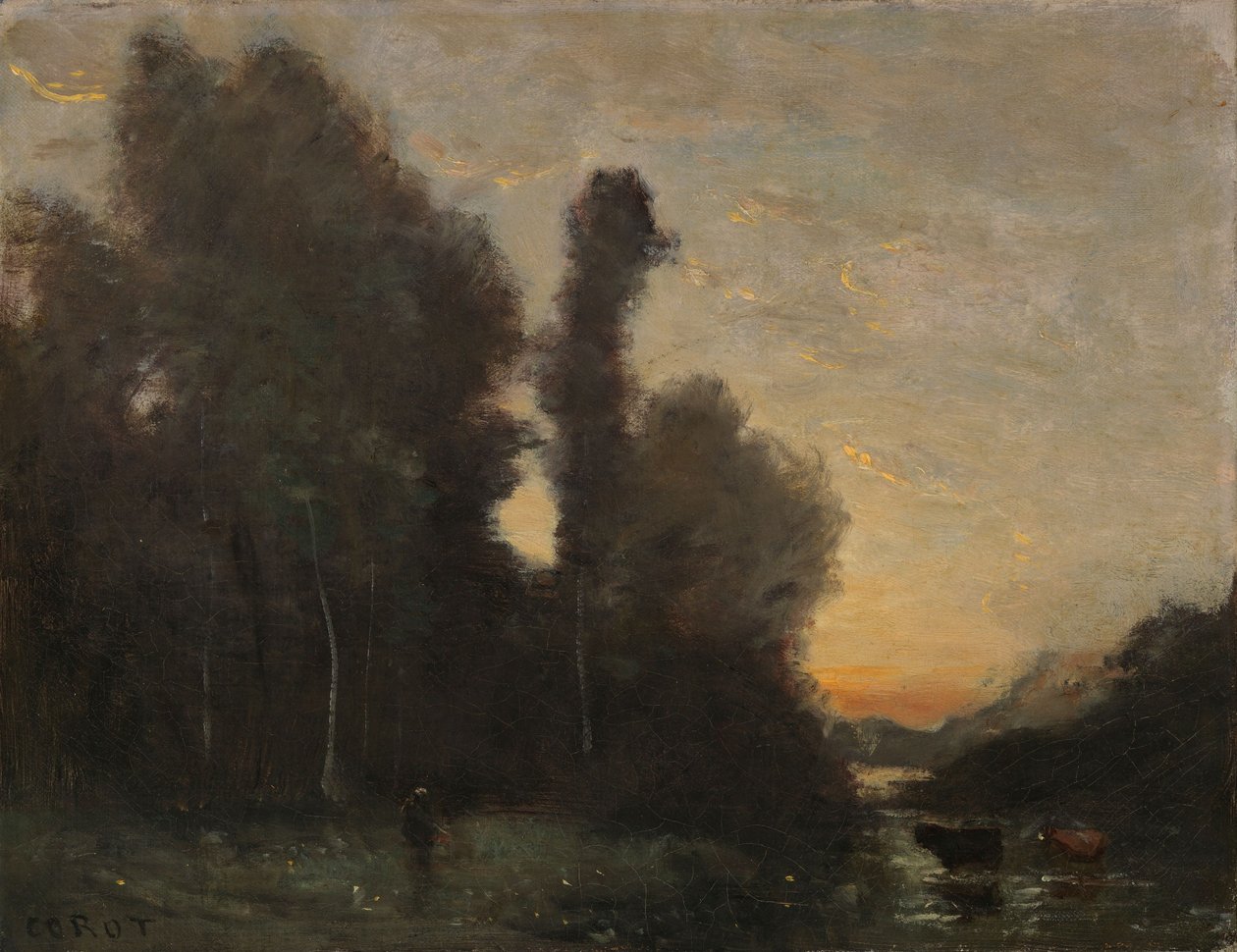 Krajina, večerní nálada od Jean-Baptiste-Camille Corot