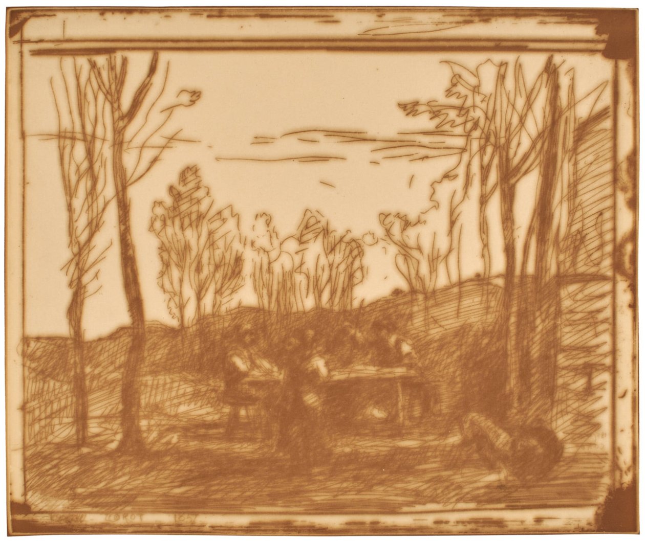 Mittagessen in der Lichtung od Jean-Baptiste-Camille Corot