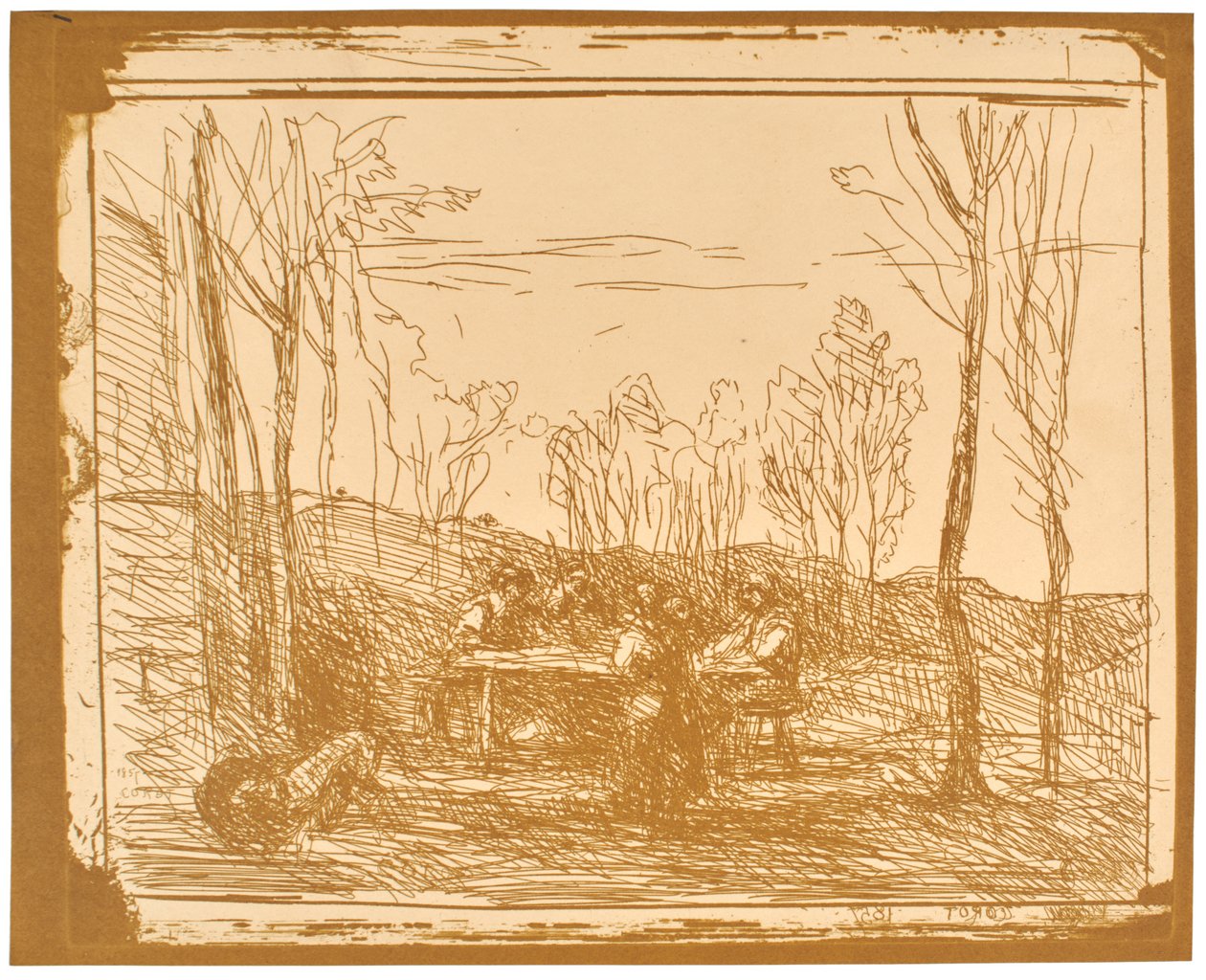 Mittagessen in der Lichtung od Jean-Baptiste-Camille Corot