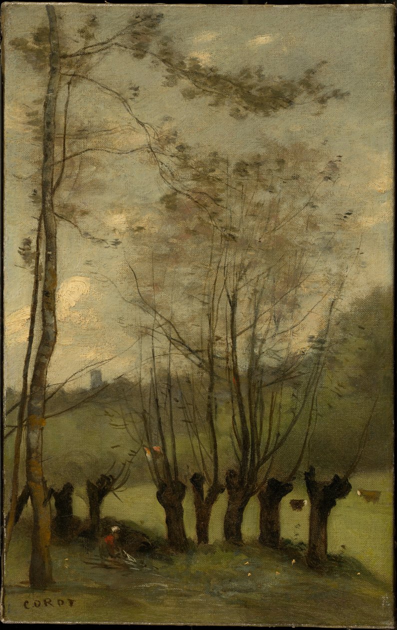 Louka s vrbami, Monthléry od Jean-Baptiste-Camille Corot