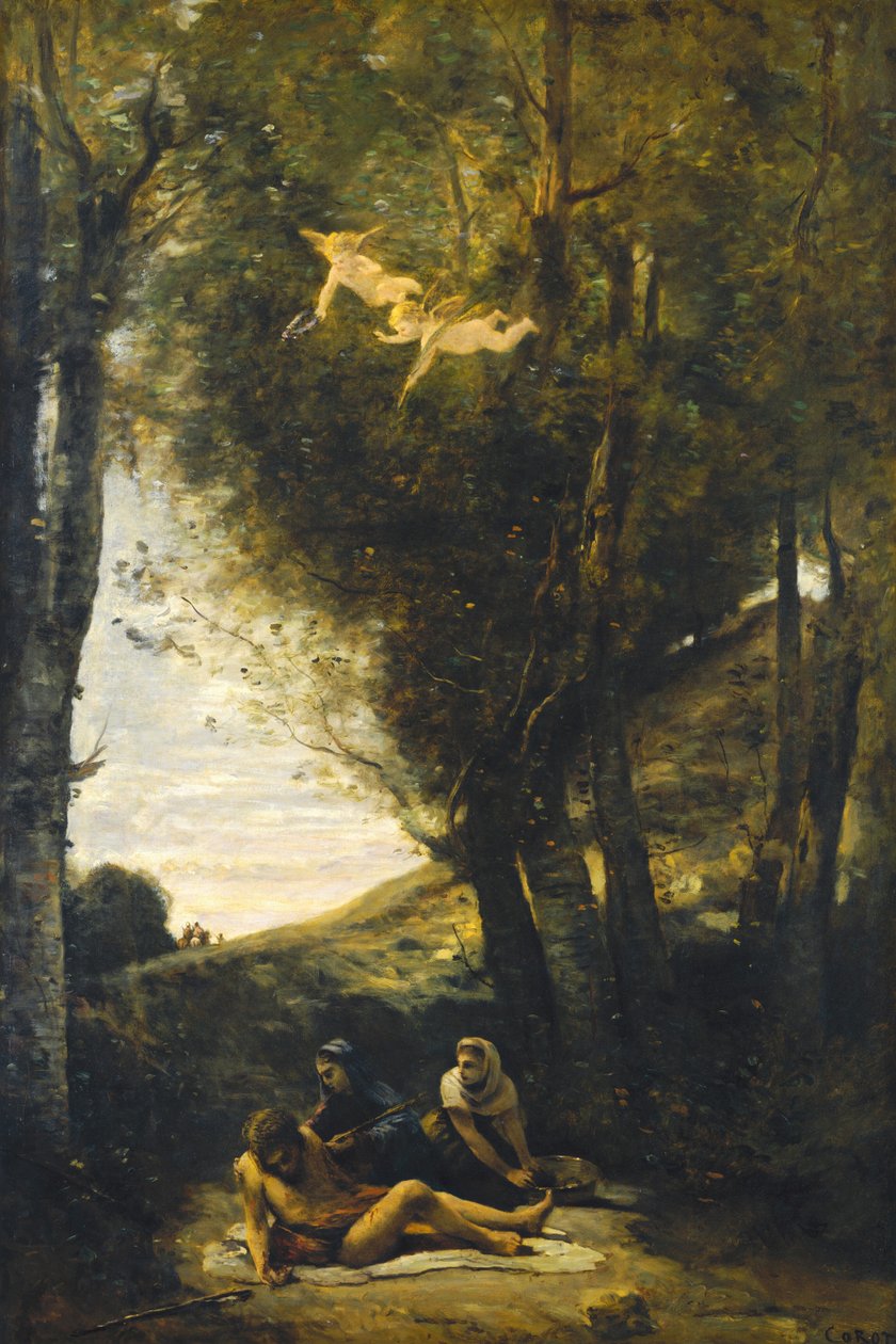 Svatý Šebestián zachráněný svatými ženami od Jean-Baptiste-Camille Corot