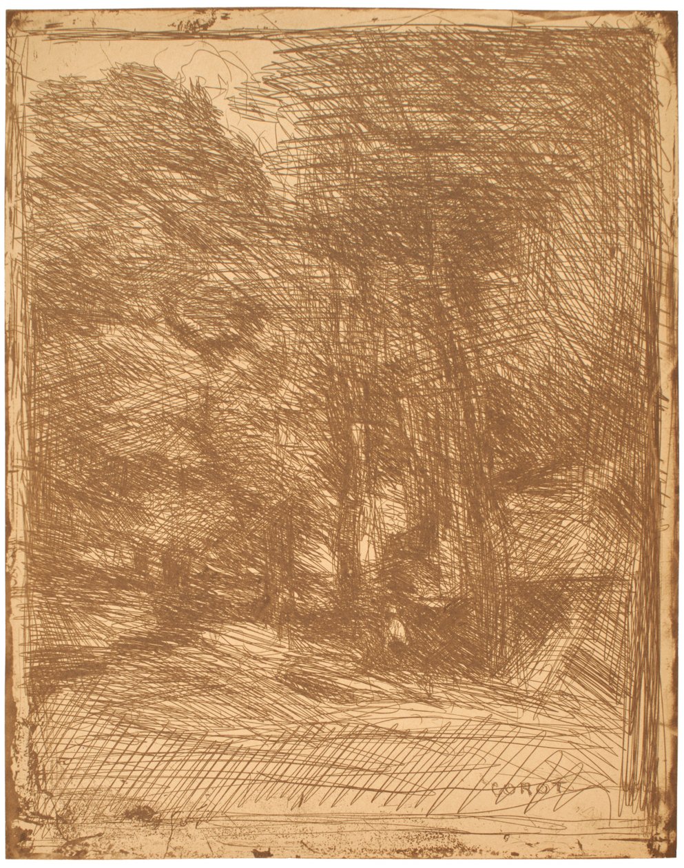 Erinnerung an Bas-Bréau od Jean-Baptiste-Camille Corot