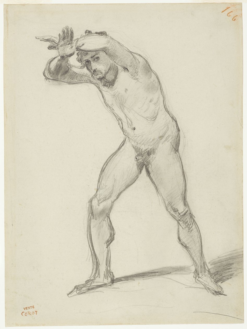 Stojící mužský akt od Jean-Baptiste-Camille Corot