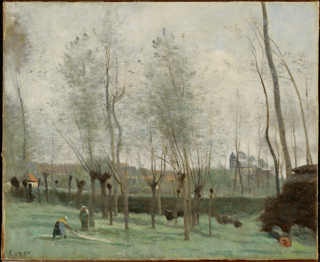 Pradleny ve vrbovém háji od Jean-Baptiste-Camille Corot