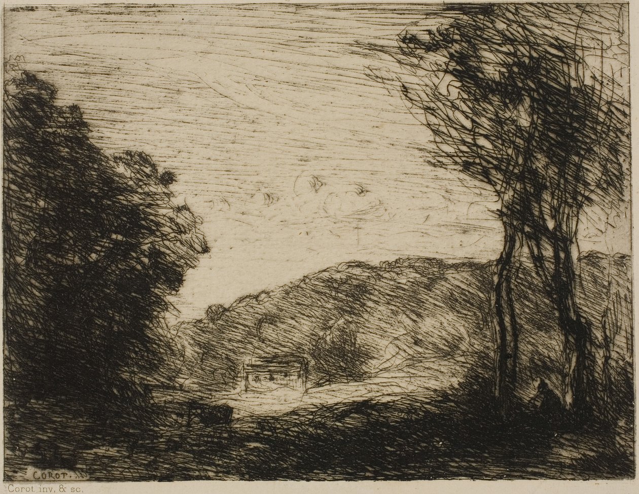 Zalesněná krajina od Jean-Baptiste-Camille Corot
