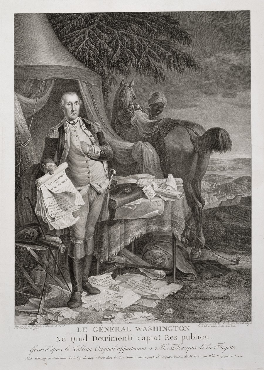 Generál Washington, Aby republika neutrpěla nějaké škody, vyryl Noël Le Mire (1724-1801), c. 1785 (rytina) od Jean Baptiste (after) Le Paon