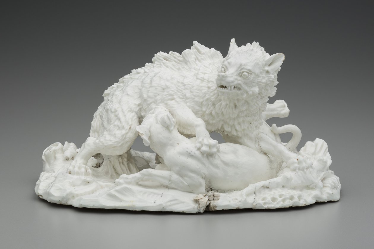 The Wolf Hunt, c.1751 (měkký porcelán) od Jean Baptiste (after) Oudry