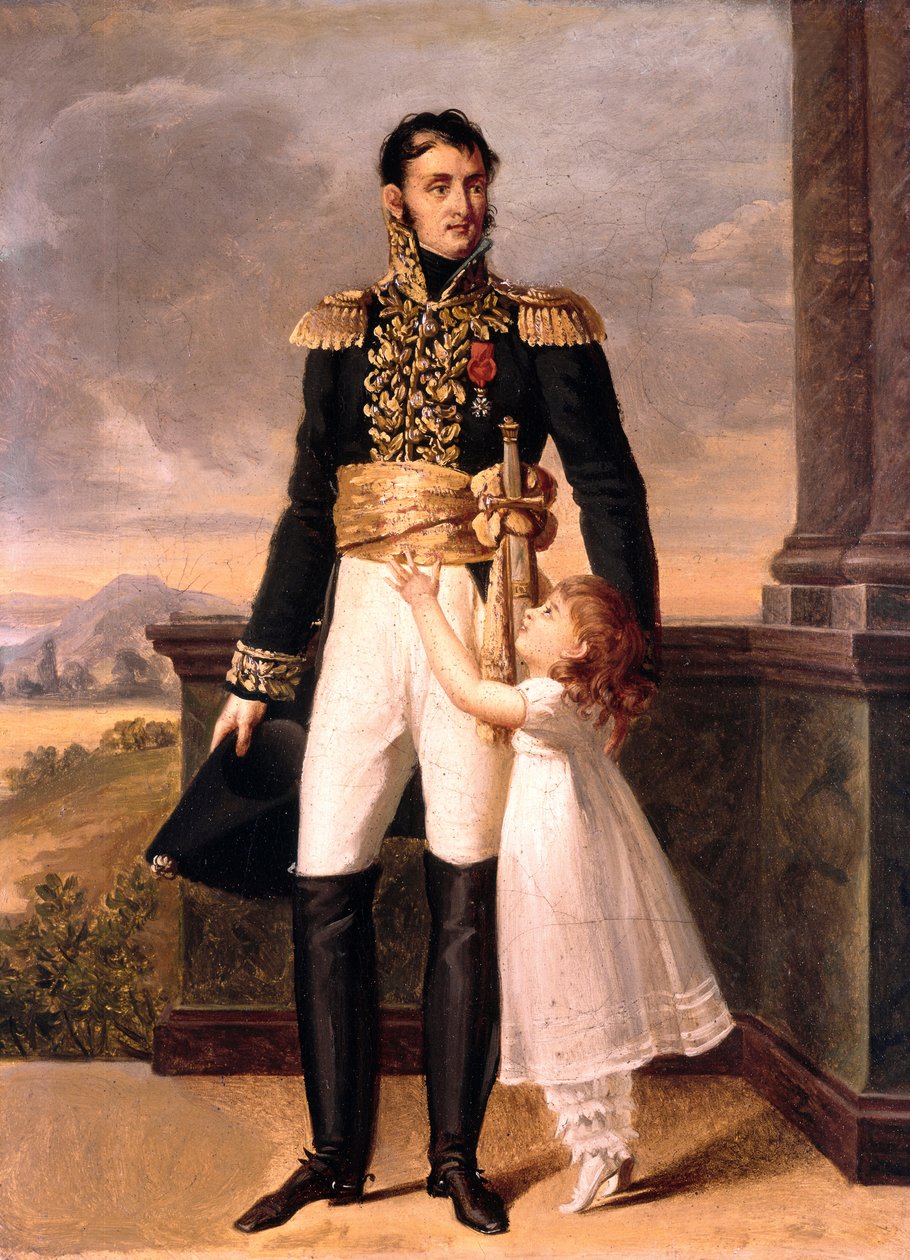 Generál Junot a jeho dcera Josephine, c. 1805 (malba) od Jean Baptiste (attr. to) Isabey