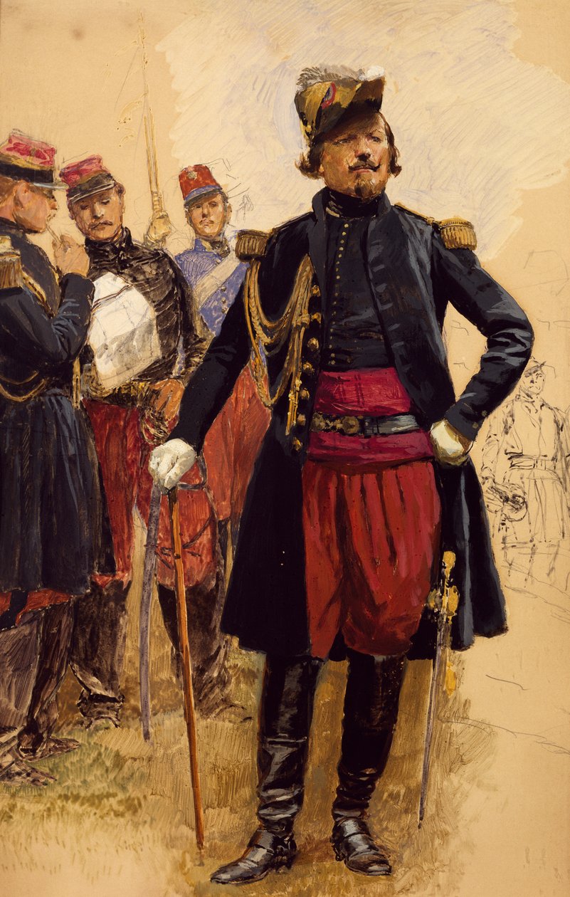Velitel francouzských jednotek na Krymu, Jean Baptiste Edouard Detaille (1848-1912). Krymská válka od Jean Baptiste Edouard Detaille