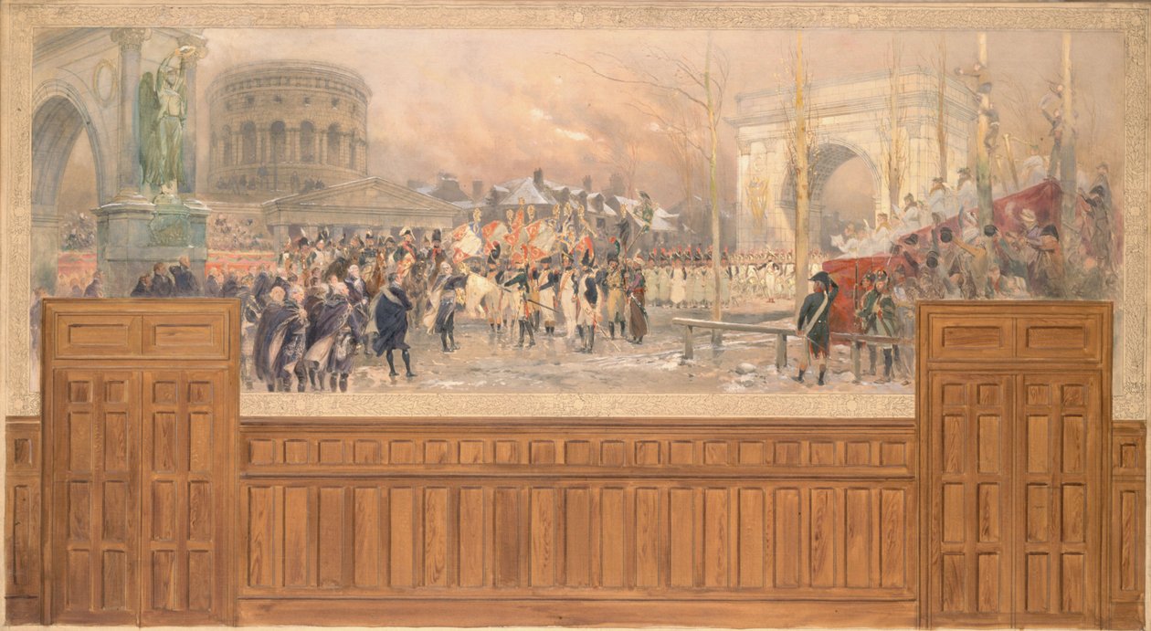 Přijetí vojáků vracejících se z Polska po tažení v letech 1806-1807 pařížskou obcí v barrière de la Villette v letech 1901-1902 (olej na plátně) od Jean Baptiste Edouard Detaille