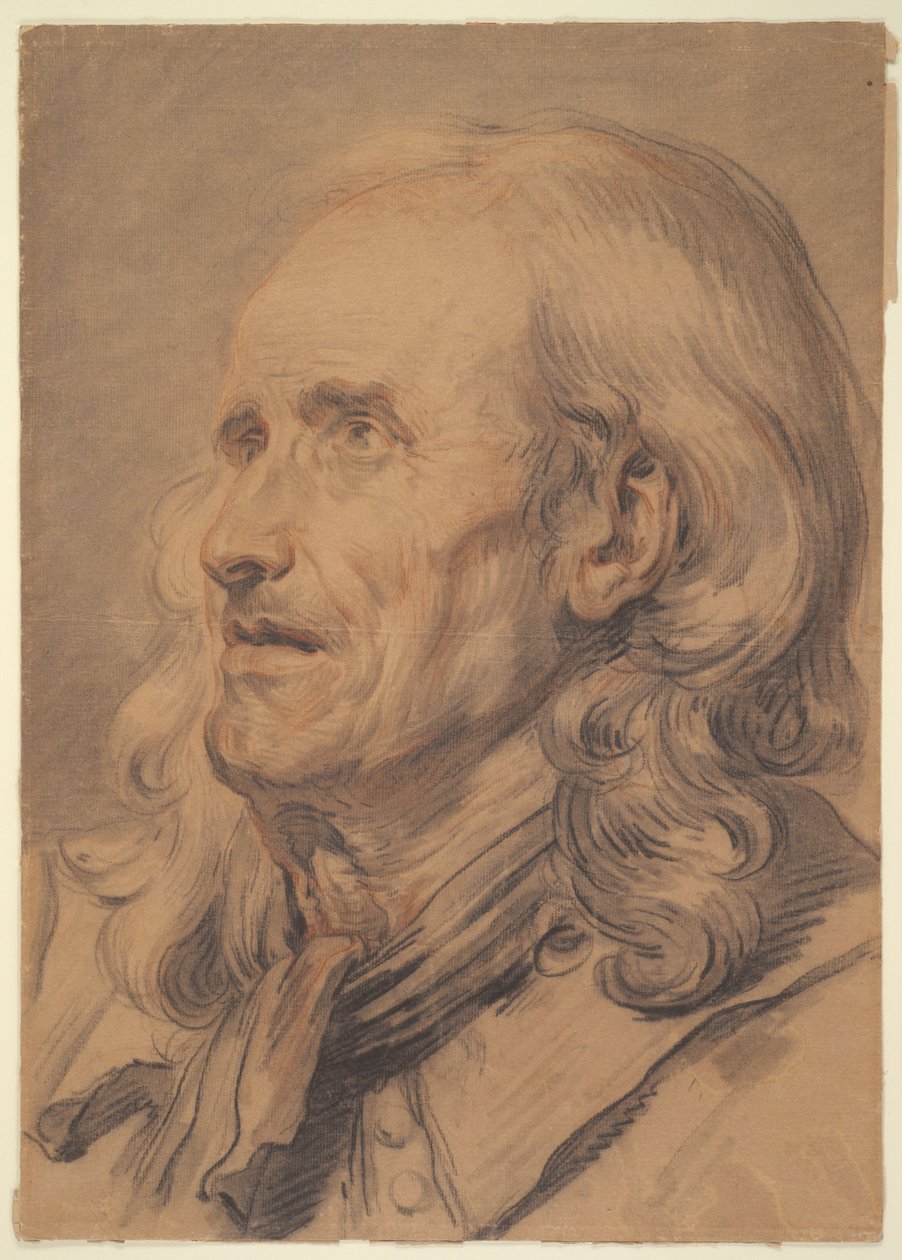 Hlava starého muže, studie k dílu „Manželská smlouva“ od Jean-Baptiste Greuze