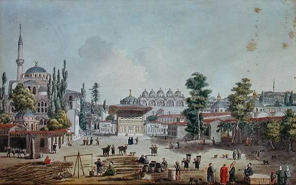 Pohled na Tophane, Karakoy (akvarel na papíře) od Jean Baptiste Hilair