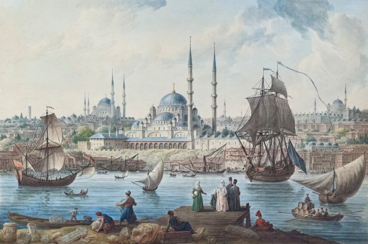 Mešita Yeni a přístav Istanbul od Jean Baptiste Hilair