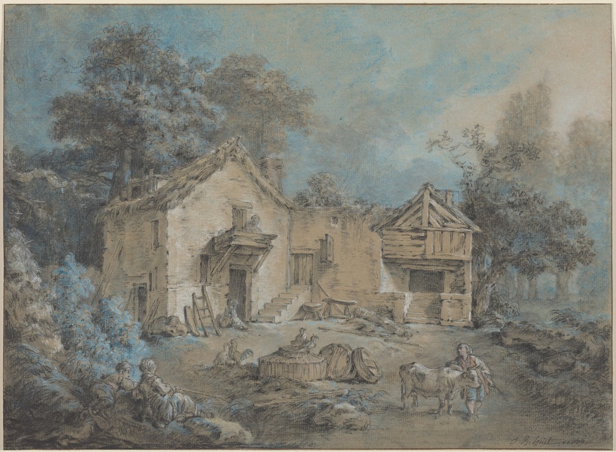Scéna z farmy od Jean-Baptiste Huet