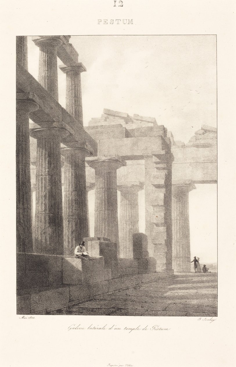Boční galerie chrámu v Pestumu od Jean-Baptiste Isabey