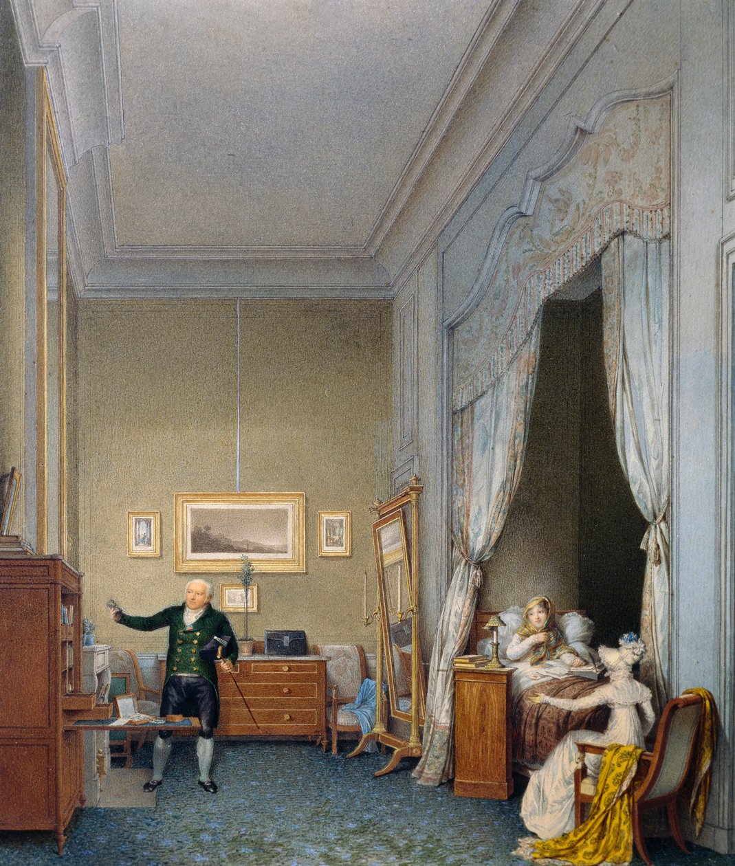 Maria Luigia v pokoji v Tuileries po narození římského krále od Jean Baptiste Isabey
