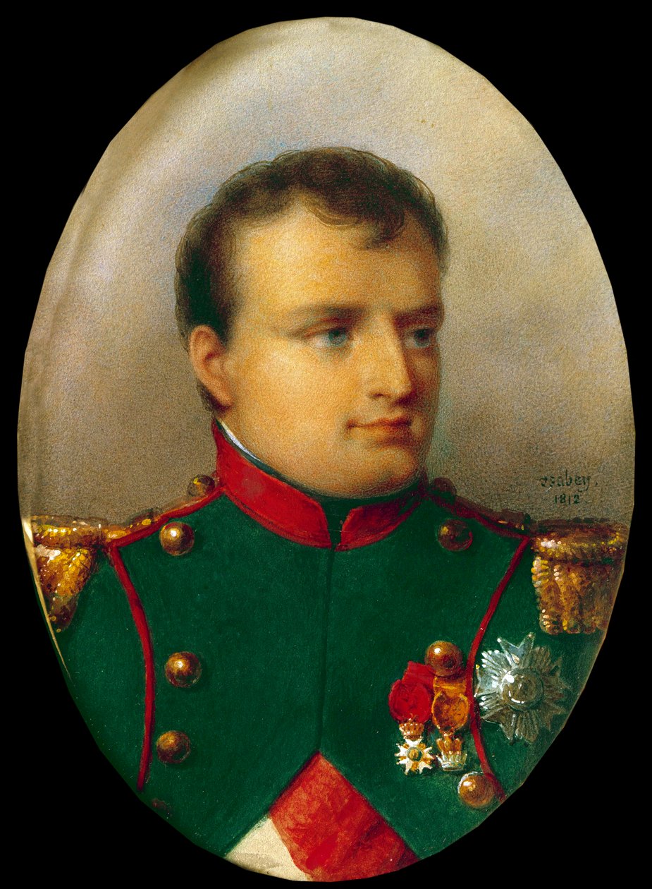 Medailonový portrét Napoleona I. v uniformě chasníků od Jean Baptiste Isabey