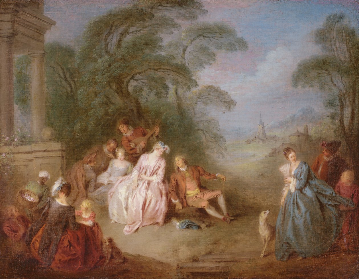 Shromáždění v parku (olej na plátně) od Jean Baptiste Joseph Pater