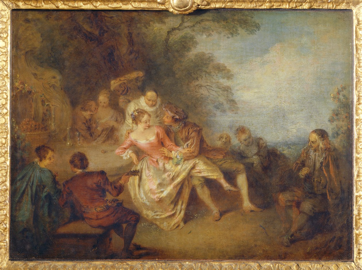 Setkání italských komediálních herců v parku... od Jean-Baptiste Joseph Pater