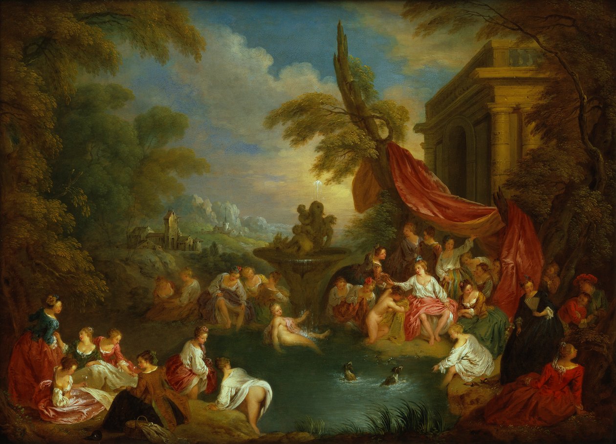 The Bathers (olej na mědirytecké desce) od Jean Baptiste Joseph Pater