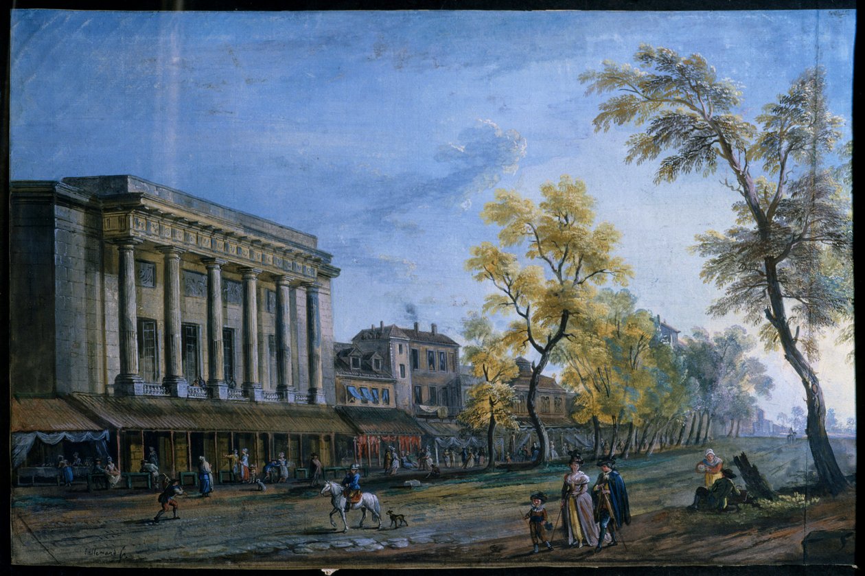 Italské divadlo v Paříži. Obraz Jean Baptiste Lallemand od Jean Baptiste Lallemand