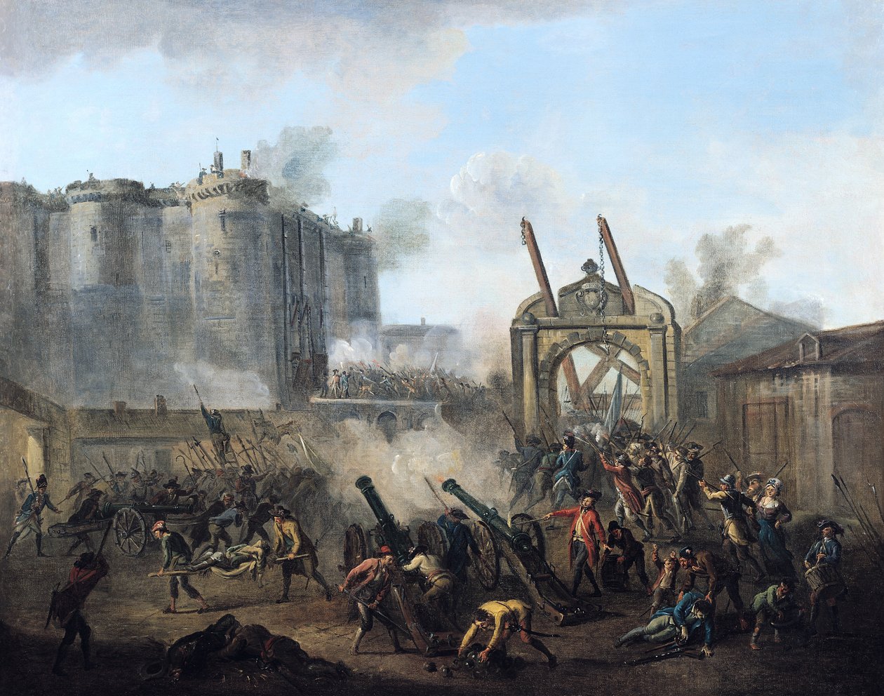 Útok na Bastilu 14. července 1789 od Jean Baptiste Lallemand