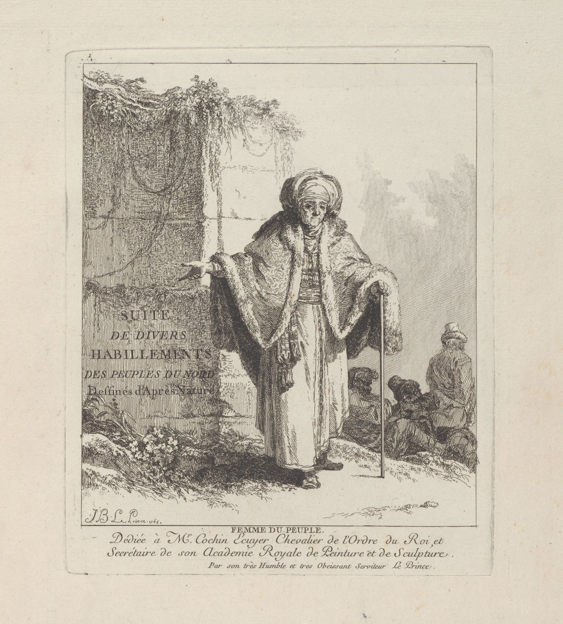 Žena z lidu, deska jedna z Miscellaneous Clothing of the Northern Peoples od Jean-Baptiste Le Prince