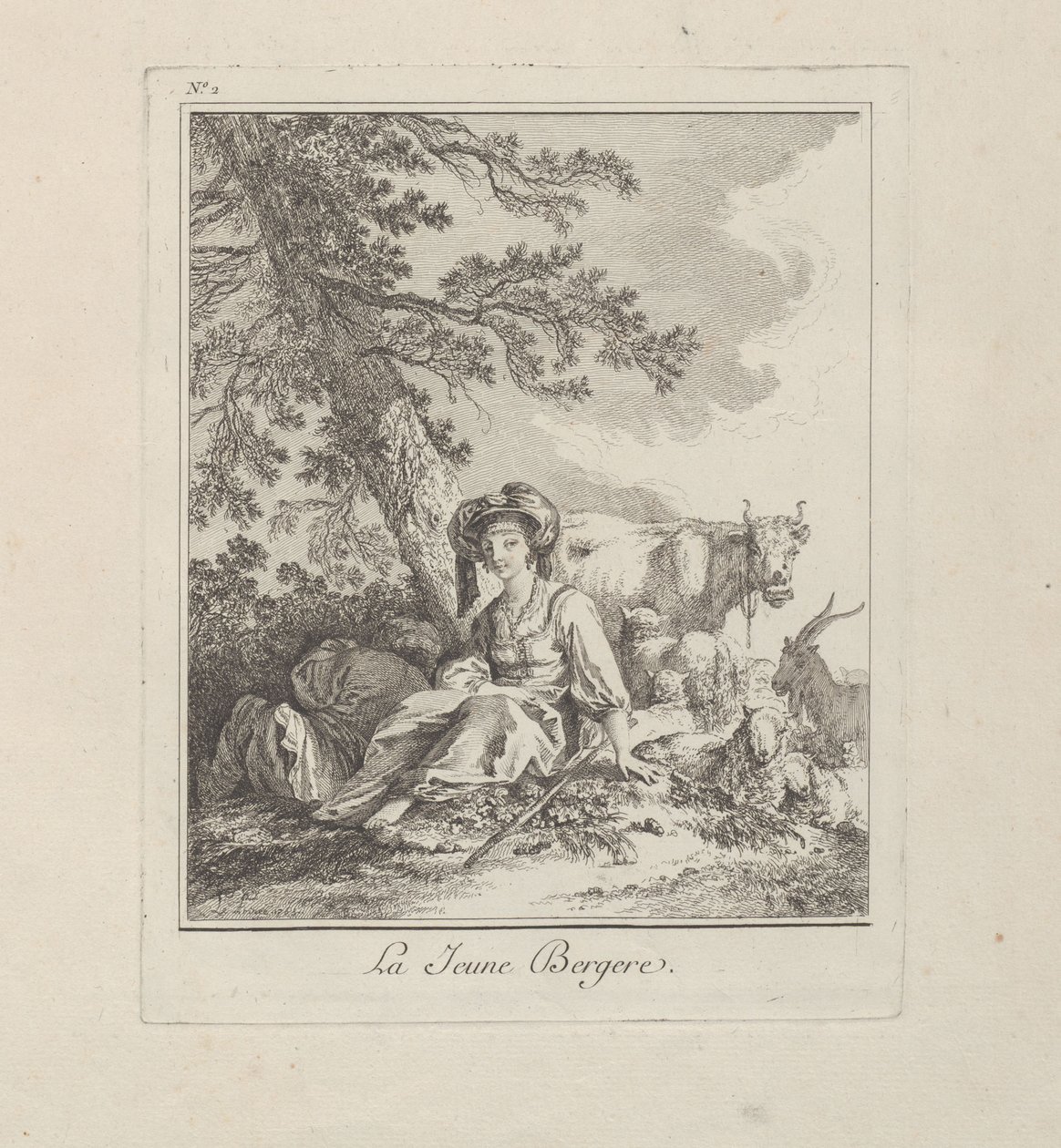 The Young Shepherdess, deska dva z Miscellaneous Clothing of the Northern Peoples od Jean-Baptiste Le Prince