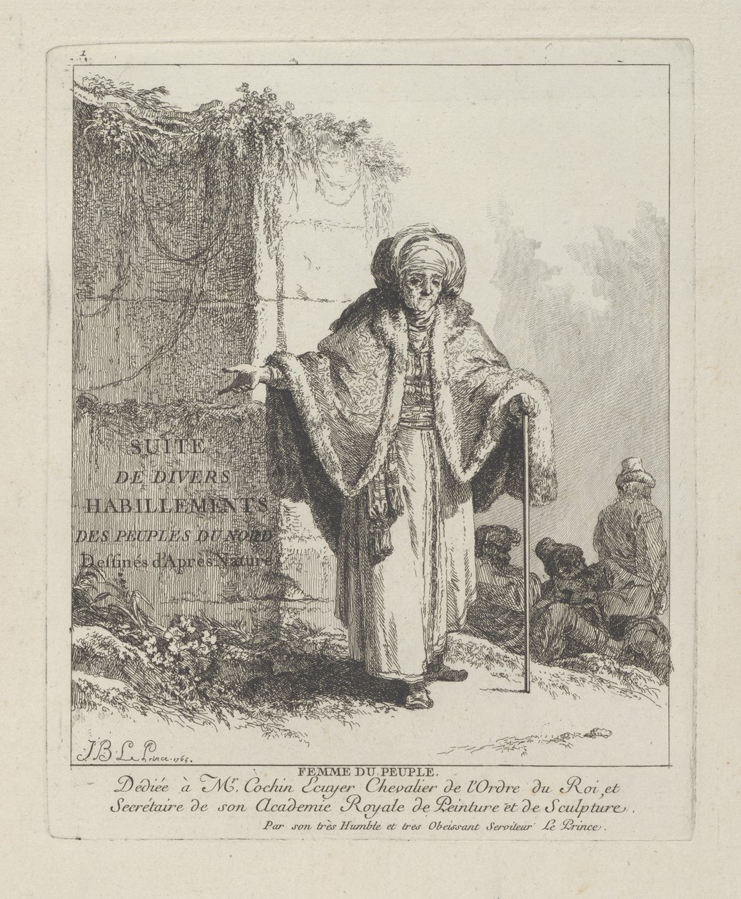Žena z lidu, první deska z „Různé oblečení národů severu“ od Jean Baptiste Le Prince